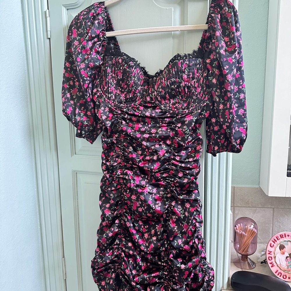 For Love & Lemons Rose Satin Minidress
